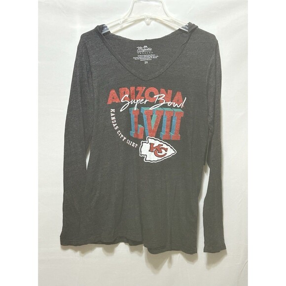 NFL Tops - NWT Super Bowl LVII‎ Women 2XL AZ  vs Kansas City Chiefs Gray Hooded Pullover